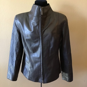 Cole Haan Black Lambskin Faux Leather Jacket