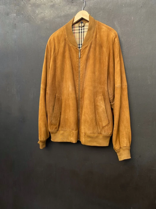 Burberrys Vintage Brown Suede Leather Bomber Jacket