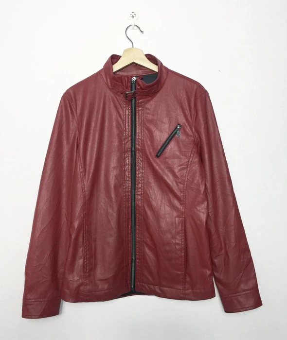 Rare Red Skins Faux Leather Jacket Motorcycle Bike