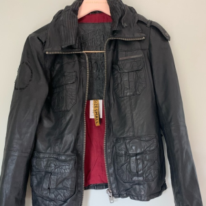 Superdry “ramona” Vintage Black Faux Leather Jacket