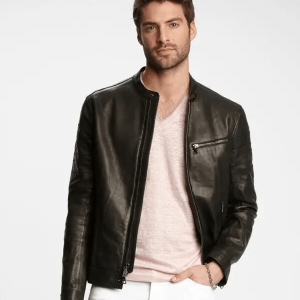 William Mens Black Faux Leather Jacket