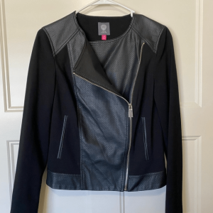 Vince Camuto Womens Black Leather Jacket