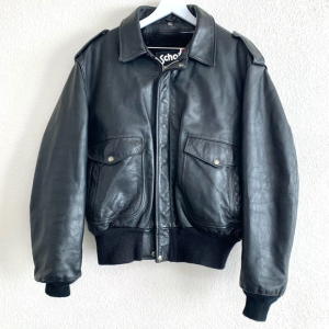 Vintage Schott Nyc Fur Lined Black Faux Leather Jacket