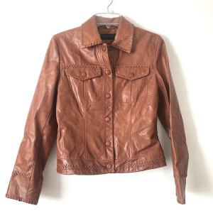 Kenneth Cole Brown Leather Western Jacket