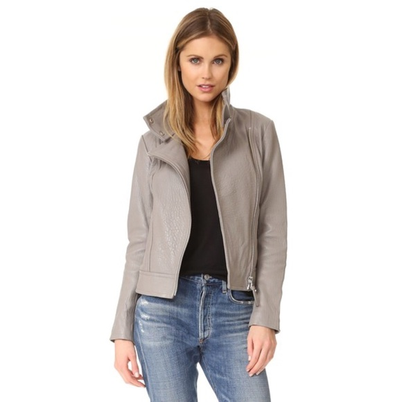 Mackage Lisa Leather Jacket In Grey Pebble