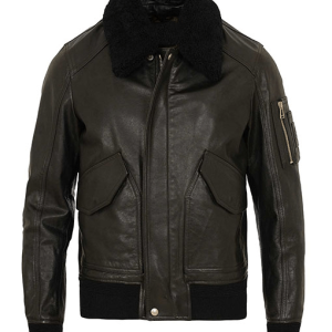 Mens Brown Bomber Aviator Jacket