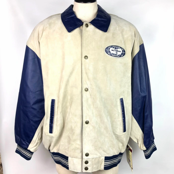 Nos Vtg Wu Wear Blue Leather Jacket