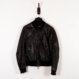 Yohji Yamamoto Black Faux Leather Flight Military Jacket