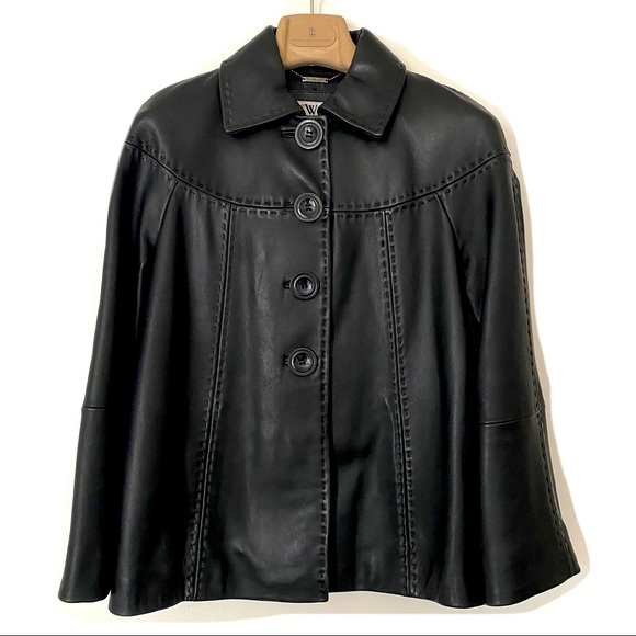 Women's Euc Worthington Lambskin Black Faux Leather Jacket