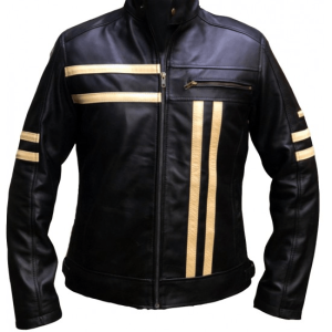 Cafe Racer Stripe Biker Jacket