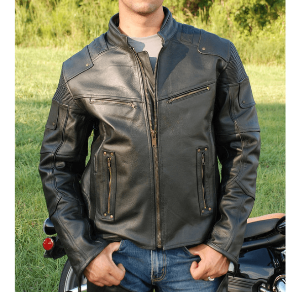 Men's Ultimate Black Racer Vented Motorcycle Jacket