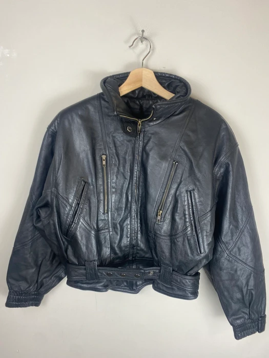 Vintage Black Faux Leather Double Zip Moto Jacket