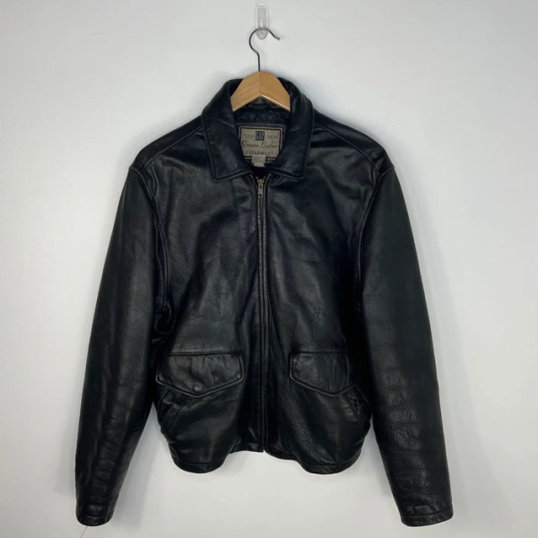 Men's Gap Premium Standard Vintage Black Faux Leather Jacket