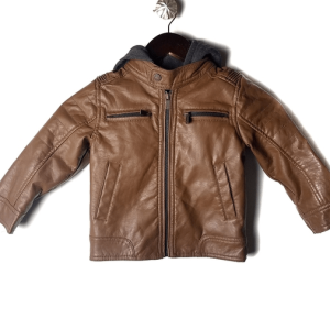 Boys Brown Faux Leather Jacket