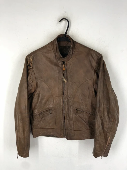 Rare Vintage Kawasaki Rider Racers Brown Faux Leather Jacket