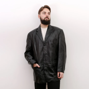 J Ferrar Black Leather Coat Jacket