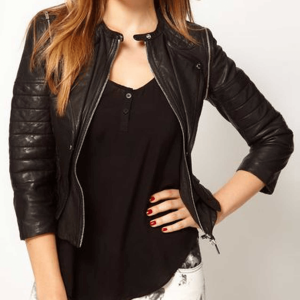 Katherine Mcnamara Black Faux Leather Jacket