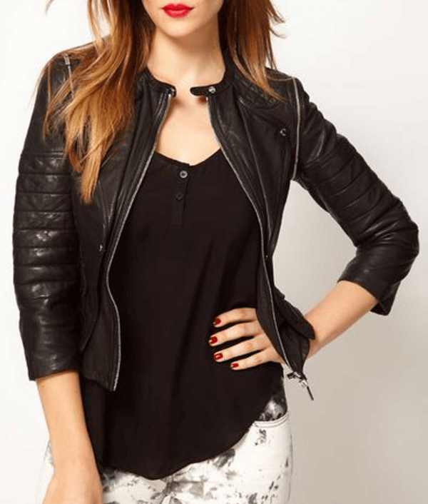 Katherine Mcnamara Black Faux Leather Jacket