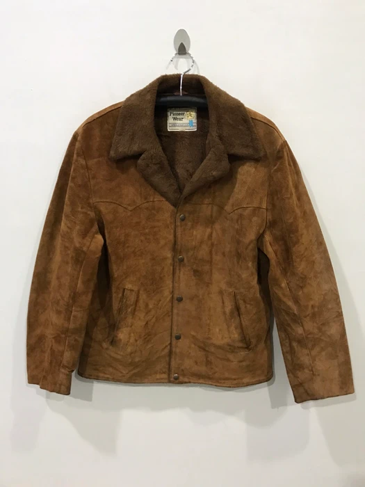 Vintage Pioneer Wear Usa Sherpa Brown Suede Leather Jacket