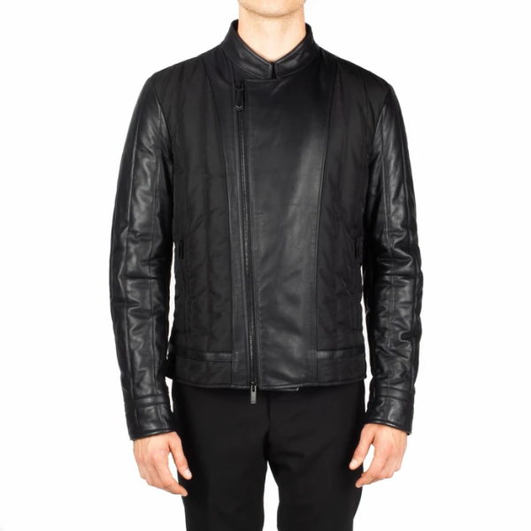 Fendi Men's Black Faux Leather Polyester Zip Up Jacket