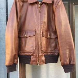 Taylor Stitch Seca Bomber Aviator Brown Faux Leather Jacket