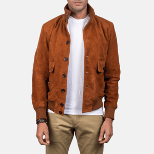 Eaton Brown Suede Bomber Jacket