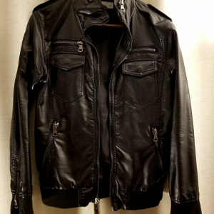 Mens Black Leather Biker Jacket 2