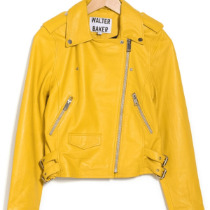 Yellow Faux Leather Womens Jacket