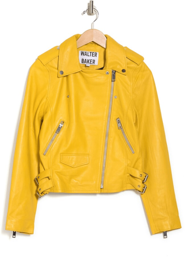 Yellow Faux Leather Womens Jacket