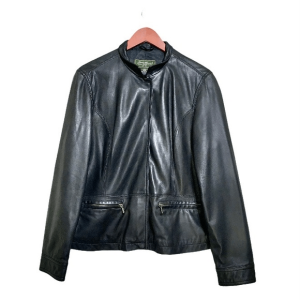 Eddie Bauer Black Faux Leather Scuba Jacket