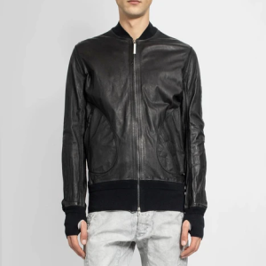 Isaac Sellam Black Leather Bomber Jacket