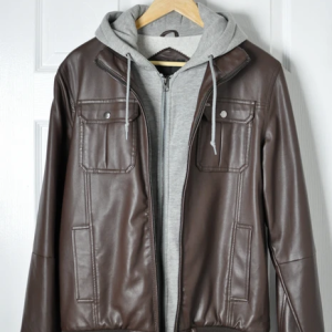 Doubled Layered Brown Leather Jacket