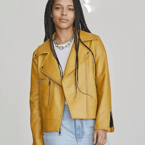 Elizabeth & James Gold Leather Moto Jacket