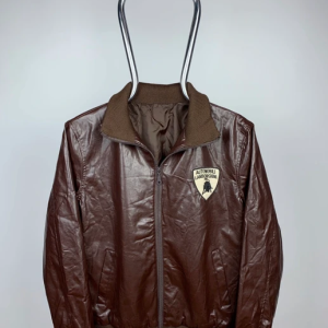 Lamborghini Logo Brown Leather Jacket