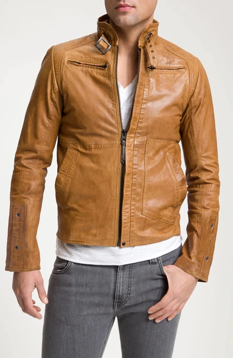 Men's Stylish Brown Faux Leather Biker Jacket