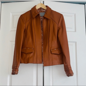 Juliet Michelle Leather Tan Jacket