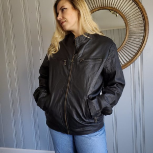 Vera Pelle Italian Black Faux Leather Jacket