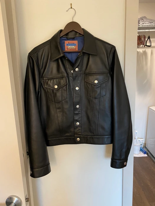 Lambskin Trucker Black Faux Leather Jacket