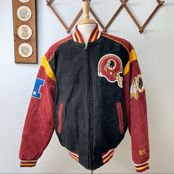 Washington Redskins Suede Leather Bomber Jacket - Fortune Jackets