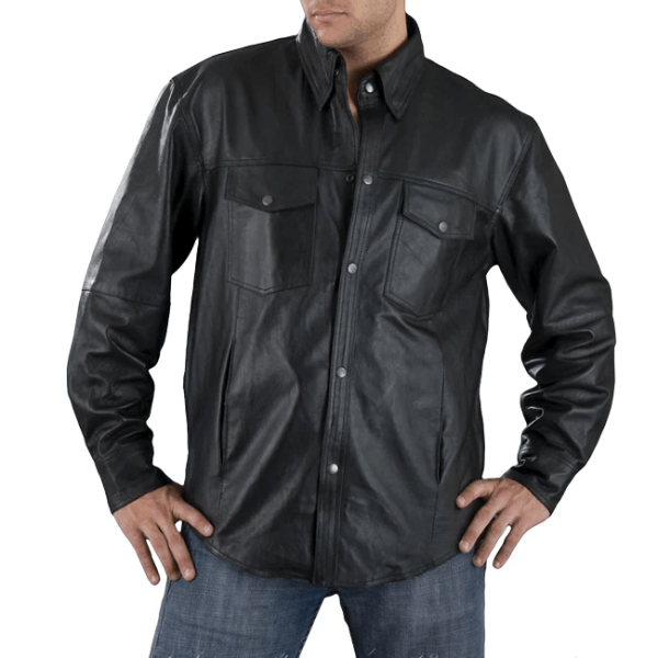 Men's Black Leather Lightweight Jacket