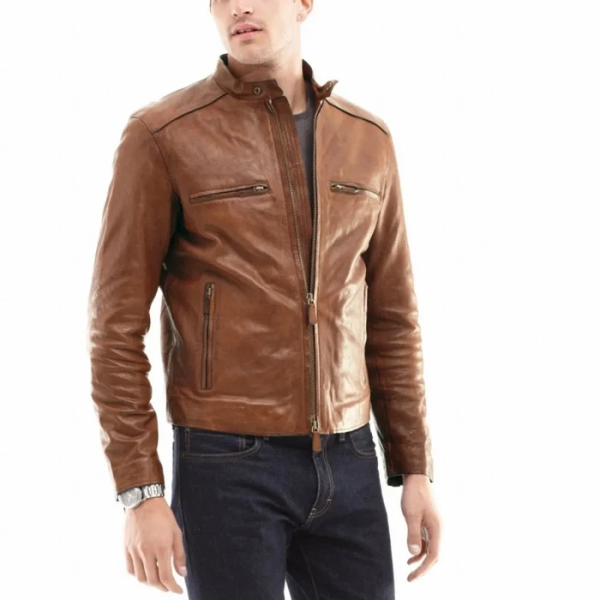 Mens Bleecker Brown Leather Racer