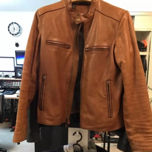 Coach Bleecker Brown Faux Leather Racer Jacket