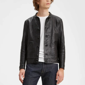 Levis Vintage Menlo Cossack Black Leather Jacket