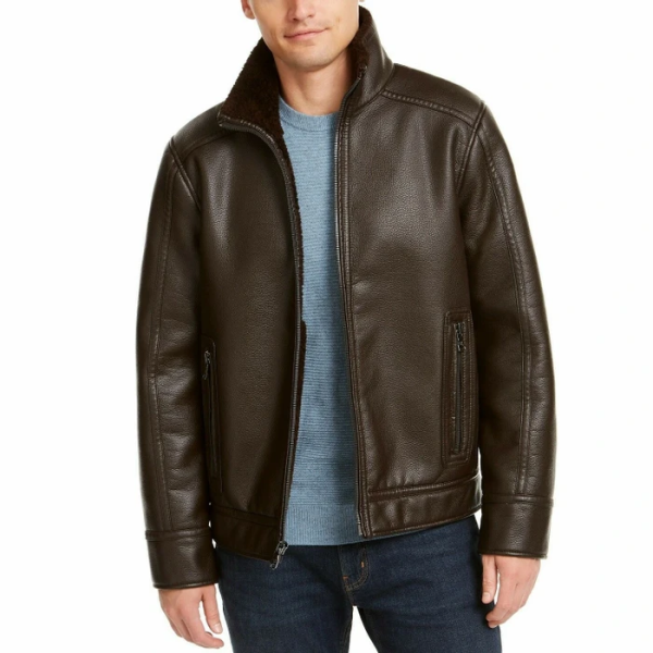 Calvin Klein Pebble Brown Faux Leather Jacket