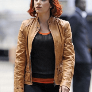 The Scarlett Johansson Camel Faux Leather Jacket