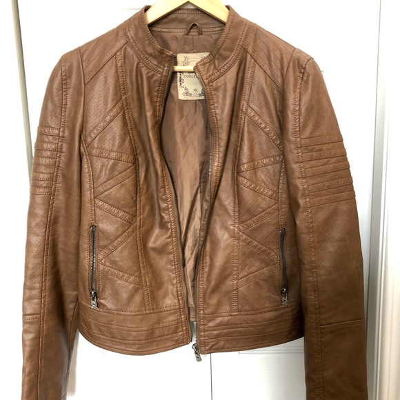 Downtown Coalition Light Brown Faux Leather Jacket