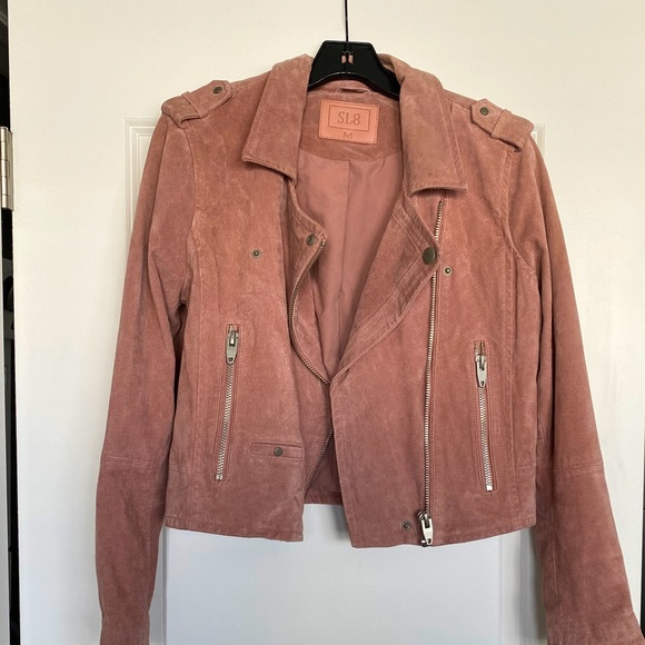 Women's Blush Pink Faux Leather Jacket