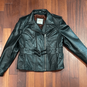 Wilson Black Leather Motorcycle Coat