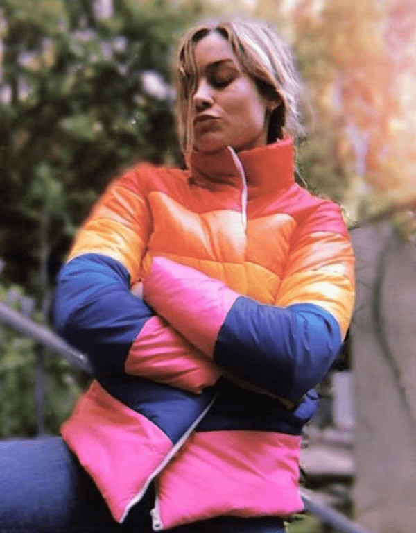 Celebrity Inspired Brie Larson Puffer Rainbow Jacket