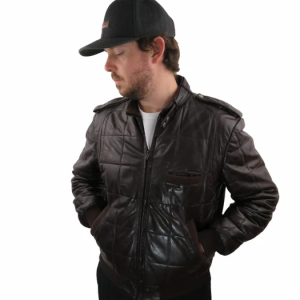 Vintage Members Only Men's Black Faux Leather Quilted Jacket